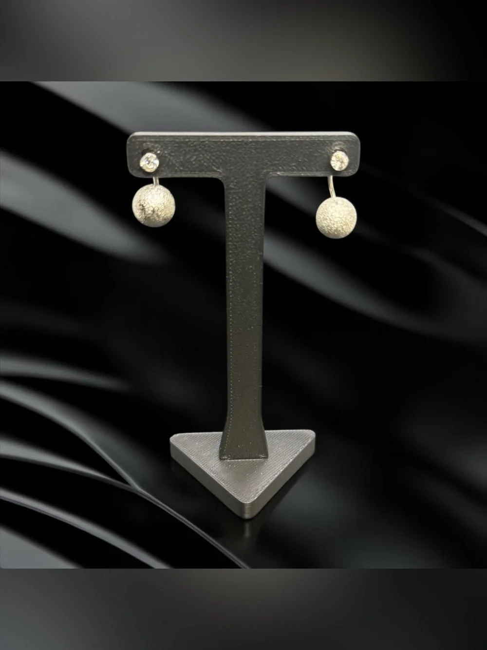 🩶CHRISTOPHER & BANKS🩶Silver-Tone Crystal Stud Top Textured Ball Drop Earrings